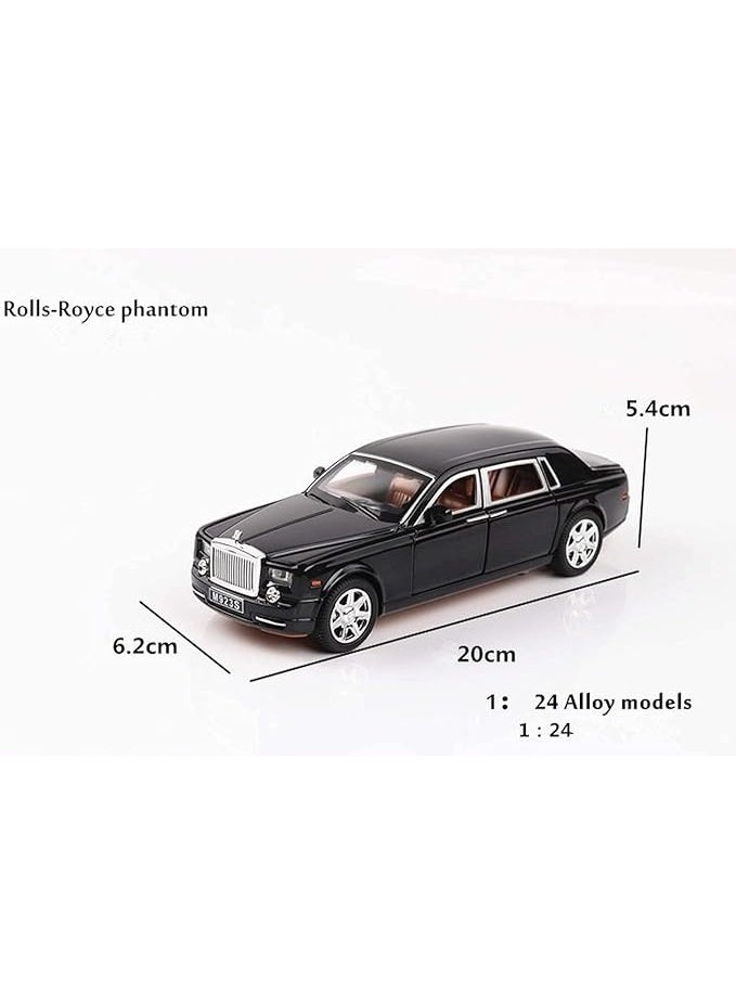 AMERTEER Alloy 1:24 Scale Rolls-Royce Phantom Car Model Boy Toy Diecast Sound Light Six Open Door Toy Car Model Black - Image 4
